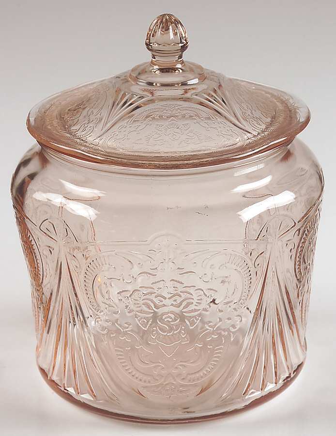 Royal Lace Pink Cookie Jar & Lid by Hazel-Atlas-1