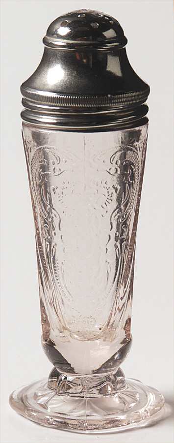Royal Lace Pink Footed Shaker & Metal Lid by Hazel-Atlas-1