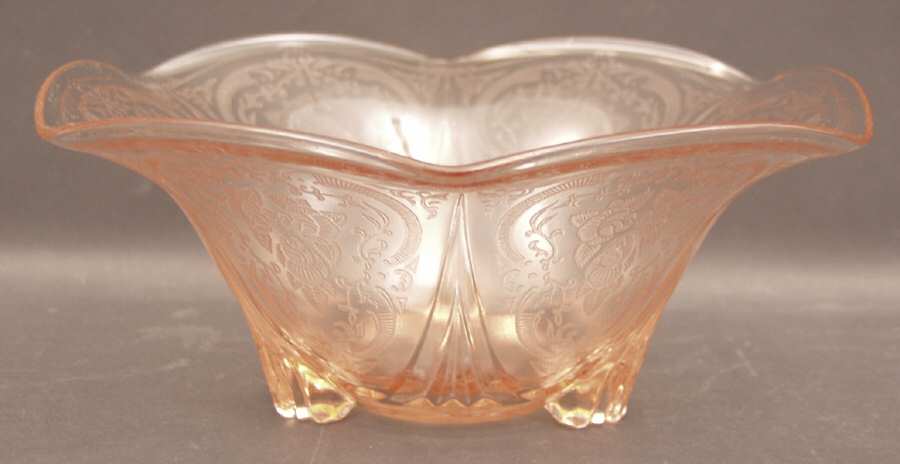 Royal Lace Pink 10" Ruffled Bowl by Hazel-Atlas-1
