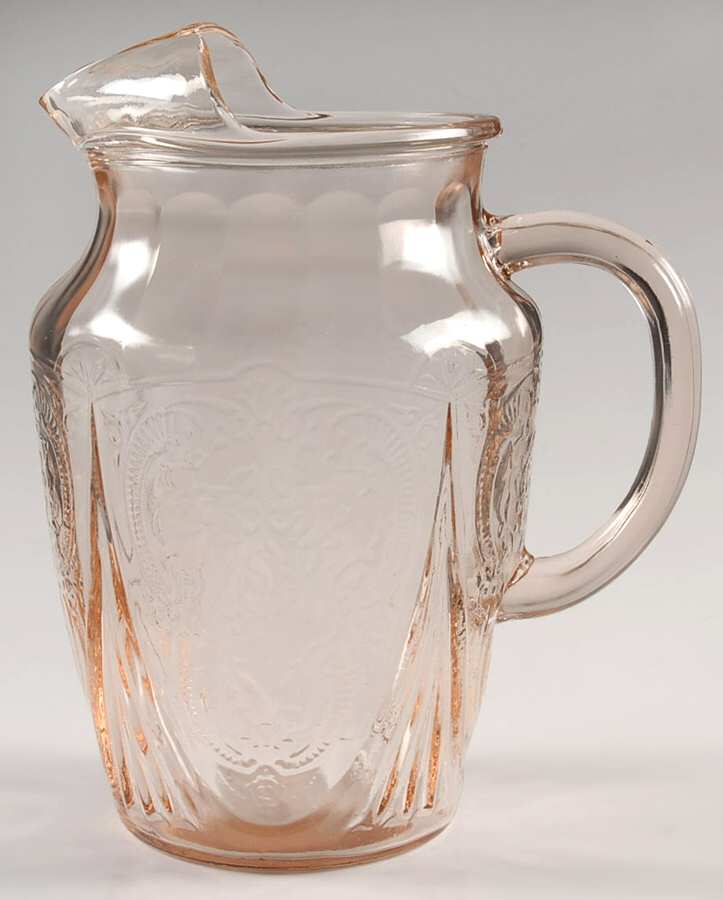 Royal Lace Pink 68 Oz Ice Lip Pitcher by Hazel-Atlas-1