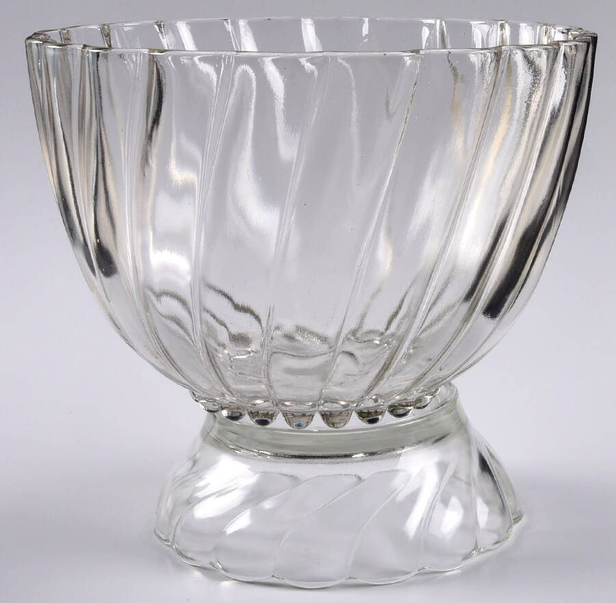 Colonial Swirl Shell Punch Bowl with Stand by Hazel-Atlas-1