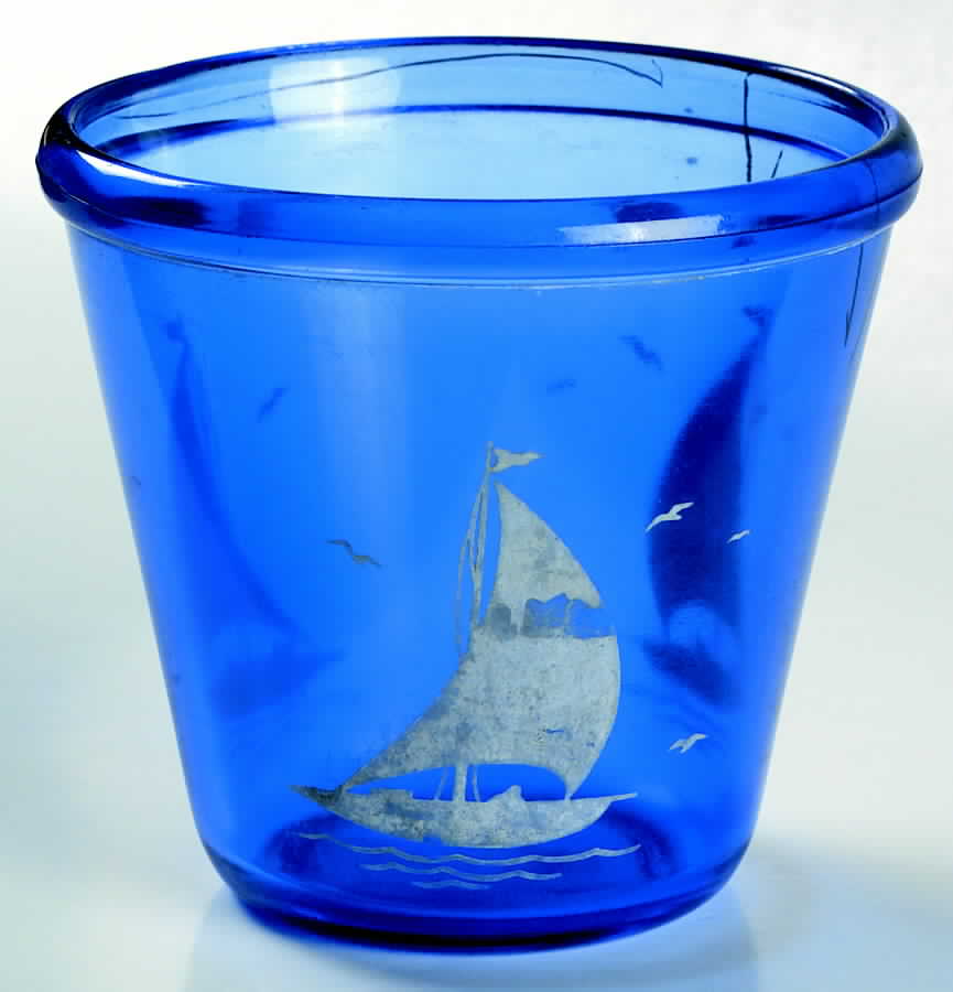 Ships Blue with White Cocktail Shaker by Hazel-Atlas-1