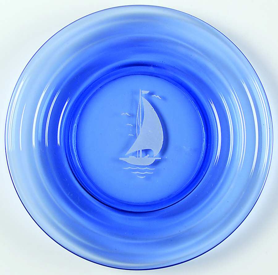 Ships Blue with White Bread & Butter Plate by Hazel-Atlas-1