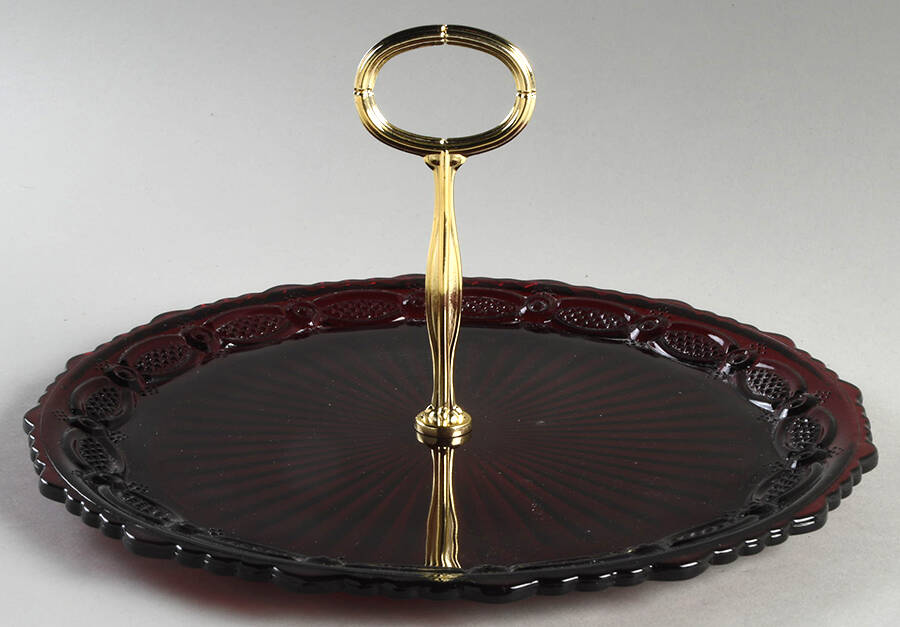 Cape Cod Ruby Serving Plate with Center Handle HC by Avon-1
