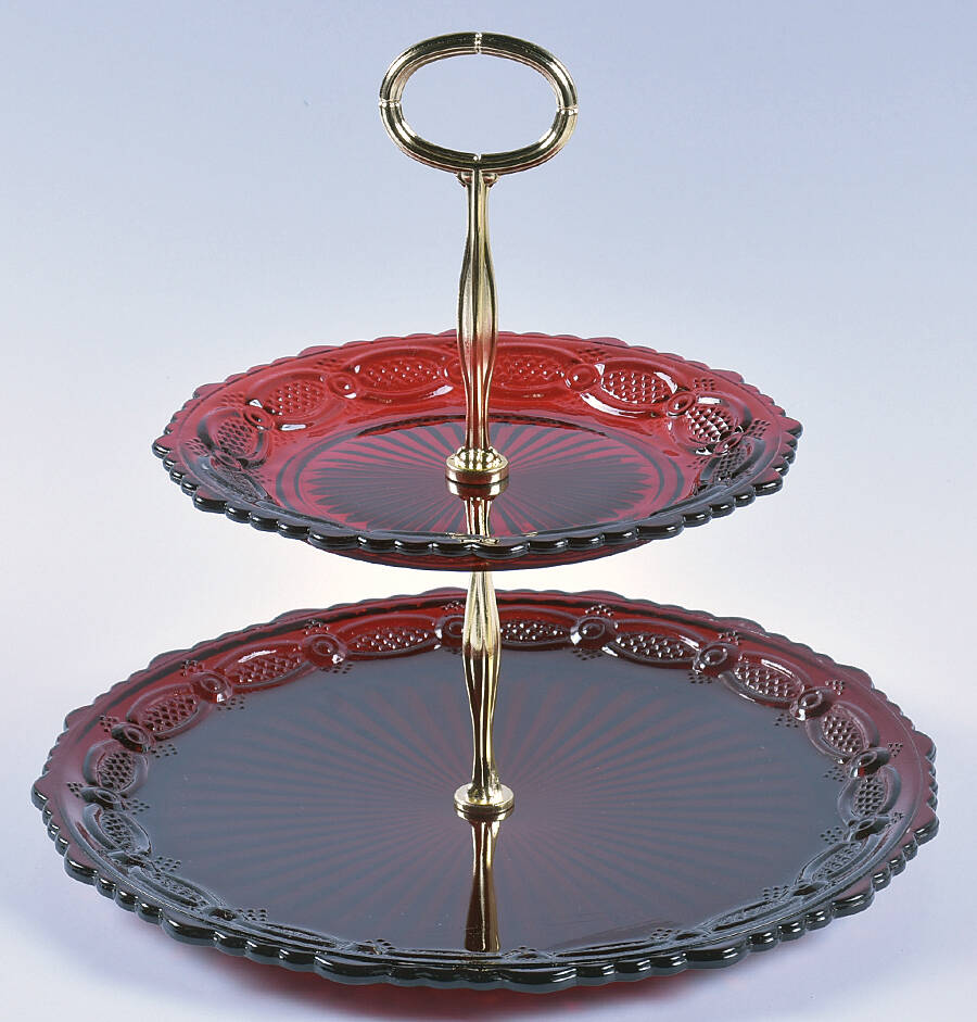 Cape Cod Ruby 2 Tier Serving Tray HC by Avon-1