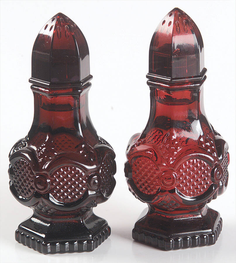 Cape Cod Ruby Shaker Set & Plastic Lids by Avon-1