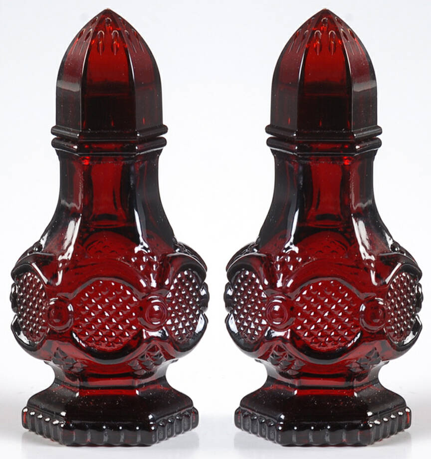 Cape Cod Ruby Shaker Set & Plastic Lids by Avon-1