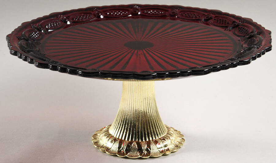 Cape Cod Ruby Metal Pedestal Cake Stand HC by Avon-1