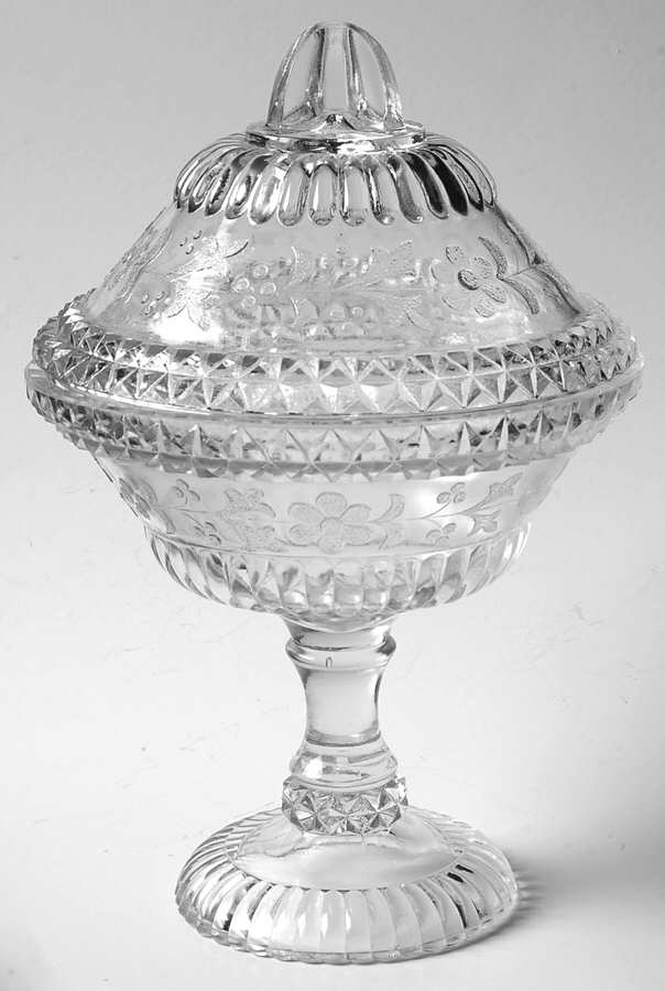 Wildflower Clear 9" Compote & Lid by Adams & Co-1