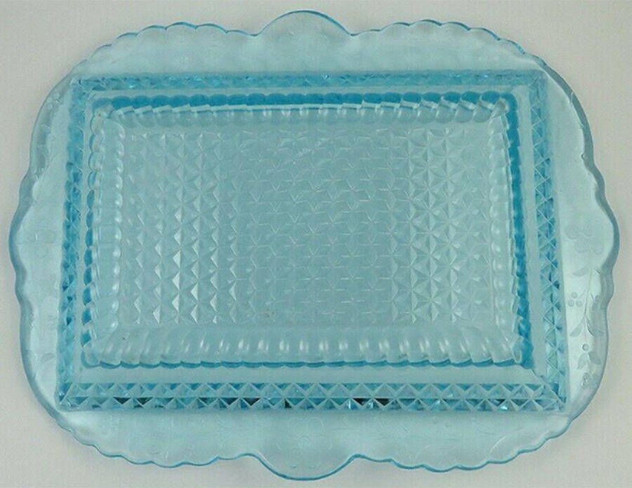 Wildflower Blue 11" Rectangular Tray by Adams & Co-1