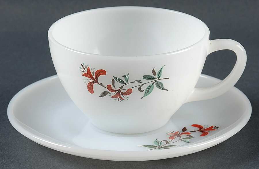 Honeysuckle Cup & Saucer Set by Anchor Hocking-1