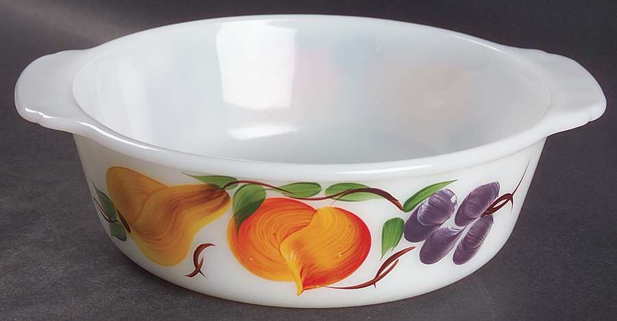 Fruit 1.5 Quart Round Casserole No Lid by Anchor Hocking-1