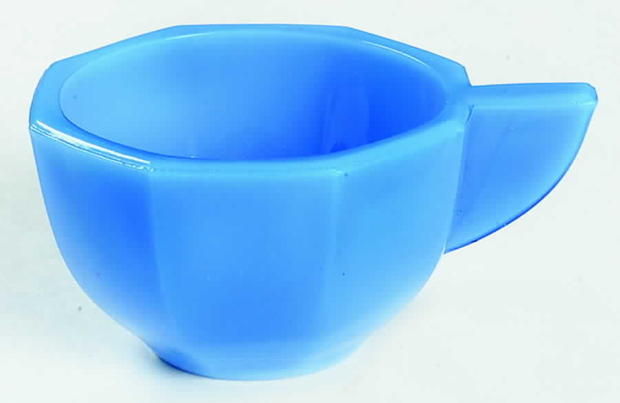 Octagonal Blue Child's Cup No saucer by Akro Agate-1