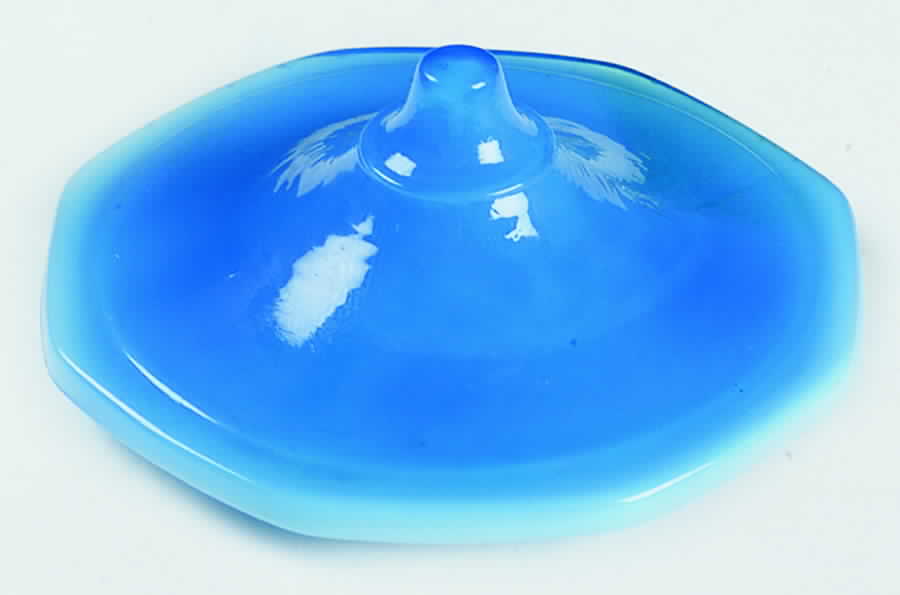 Octagonal Blue Lid for Child's Sugar Bowl by Akro Agate-1