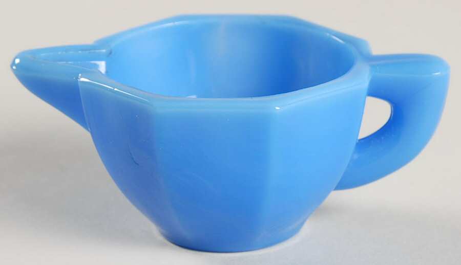 Octagonal Blue Child's Creamer by Akro Agate-1