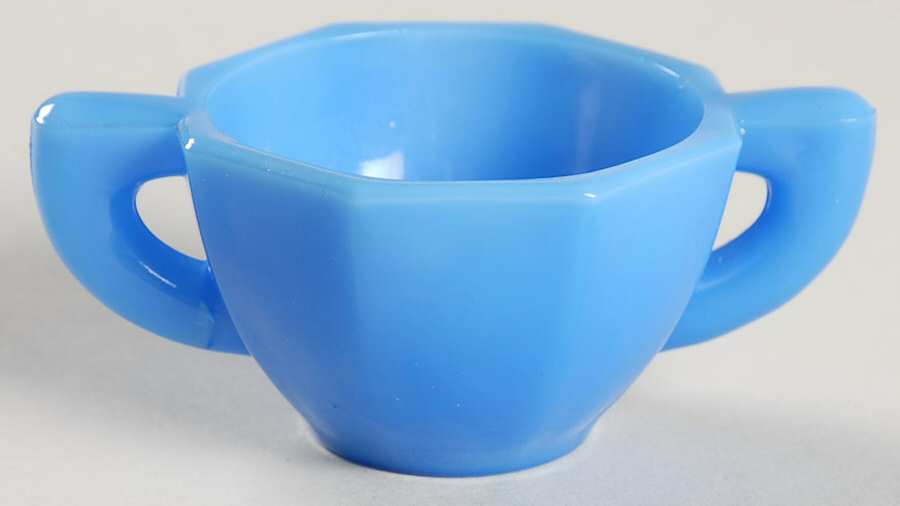 Octagonal Blue Child's Open Sugar by Akro Agate-1