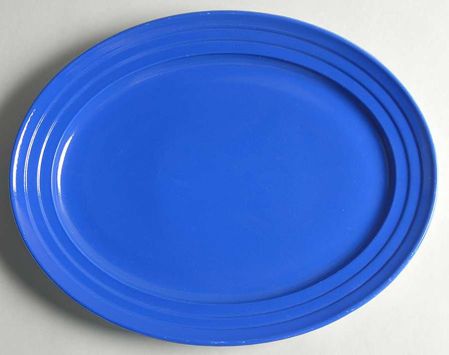 Moderntone Platonite Cobalt 12" Oval Platter by Hazel-Atlas-1