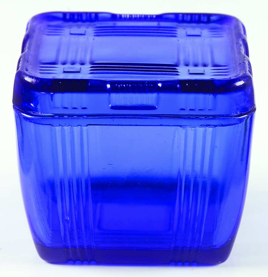 Crisscross Cobalt Small Square Refrigerator Dish & Lid by Hazel-Atlas-1
