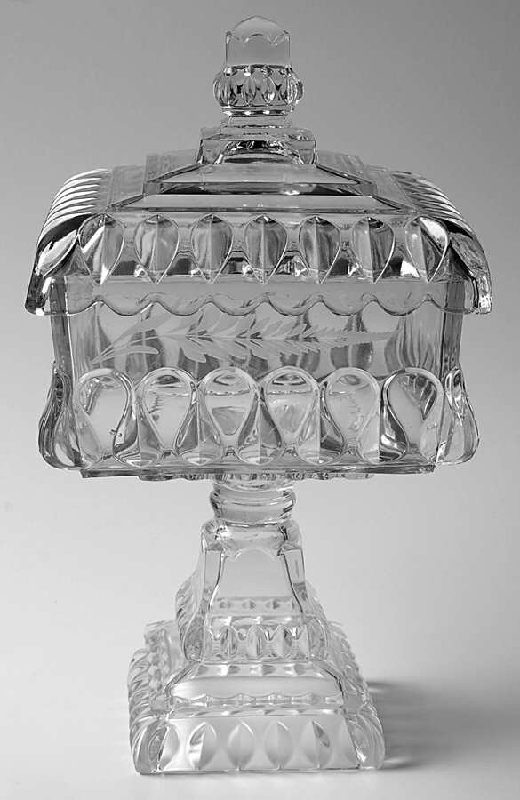 Crystal Wedding 11" Square Compote & Lid by Adams & Co-1
