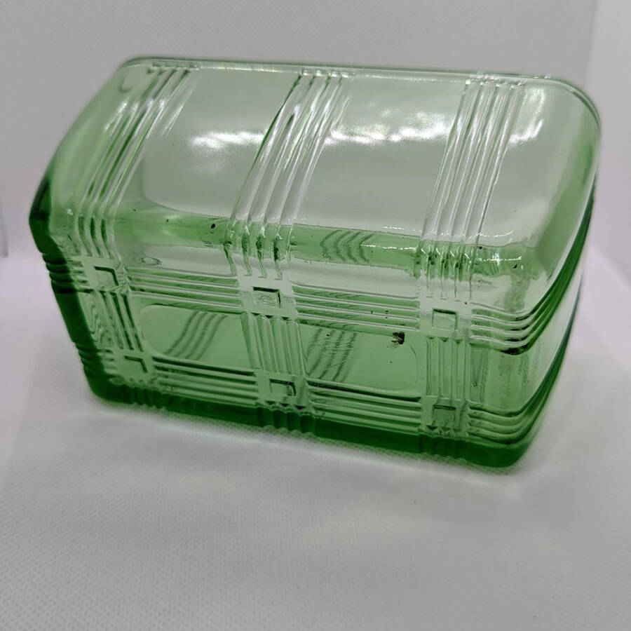 Crisscross Green Medium Refrigerator Jar & Lid by Hazel-Atlas-1