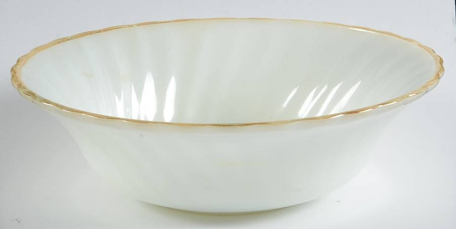 Swirl Golden Shell Lustre 8" Round Vegetable Bowl by Anchor Hocking-1