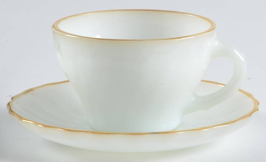 Swirl Golden Shell Lustre Cup & Saucer Set by Anchor Hocking-1