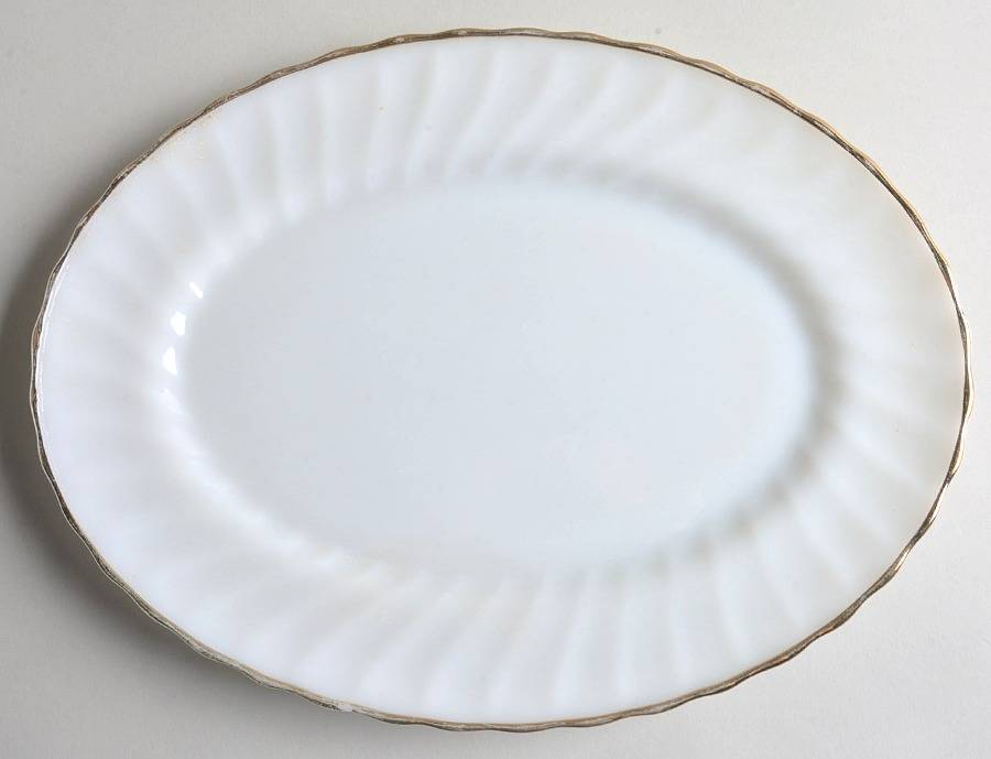 Swirl Golden Shell Lustre 13" Oval Platter by Anchor Hocking-1