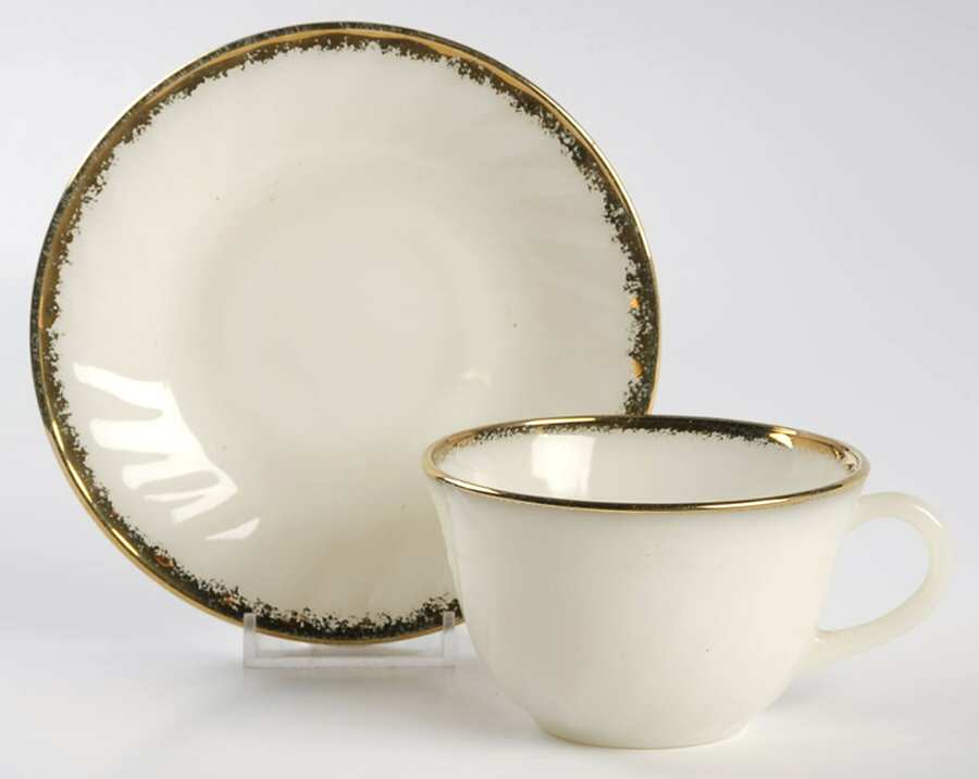 Swirl Golden Anniversary Cup & Saucer Set by Anchor Hocking-1