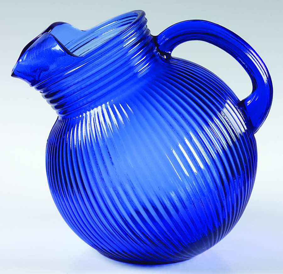 Fine Rib Cobalt (Blue) 40 Oz Tilt Pitcher by Hazel-Atlas-1