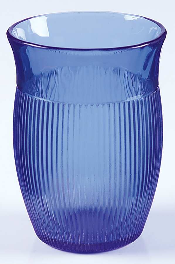 Fine Rib Cobalt (Blue) 9 Oz Flat Tumbler by Hazel-Atlas-1