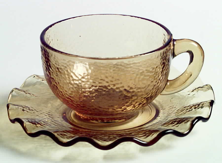 Pebbletone Gold Cup & Saucer Set by Hazel-Atlas-1