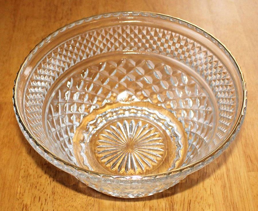 Wexford Gold Punch Bowl Stand-9" Salad Bowl by Anchor Hocking-1