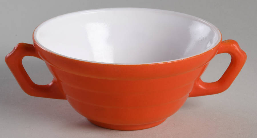 Moderntone Platonite Orange Cream Soup Bowl by Hazel-Atlas-1