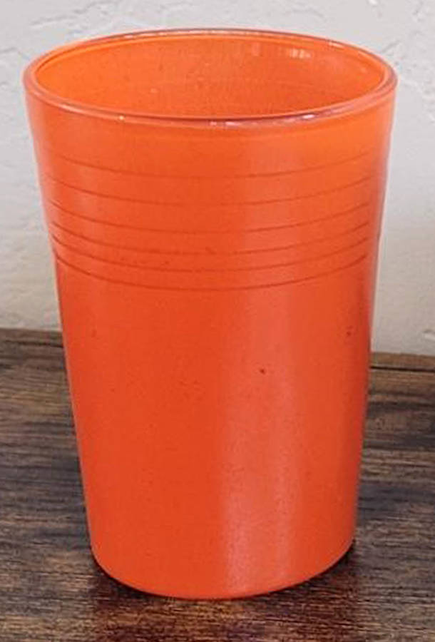 Moderntone Platonite Orange Flat Juice Glass by Hazel-Atlas-1