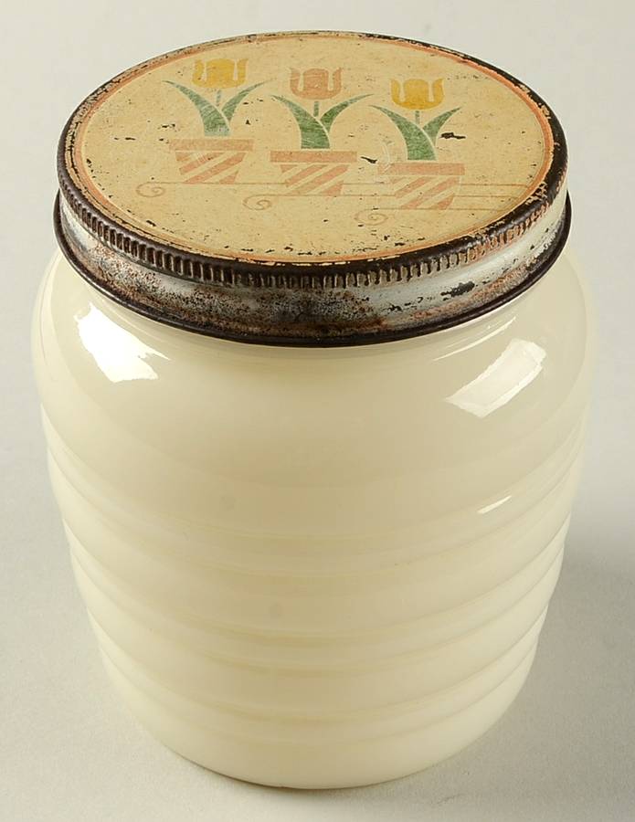 Ivory (Ovenware) Grease Jar & Metal Lid by Anchor Hocking-1
