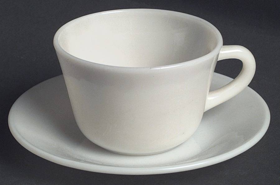 Ivory White (Ovenware) Cup & Saucer Set by Anchor Hocking-1