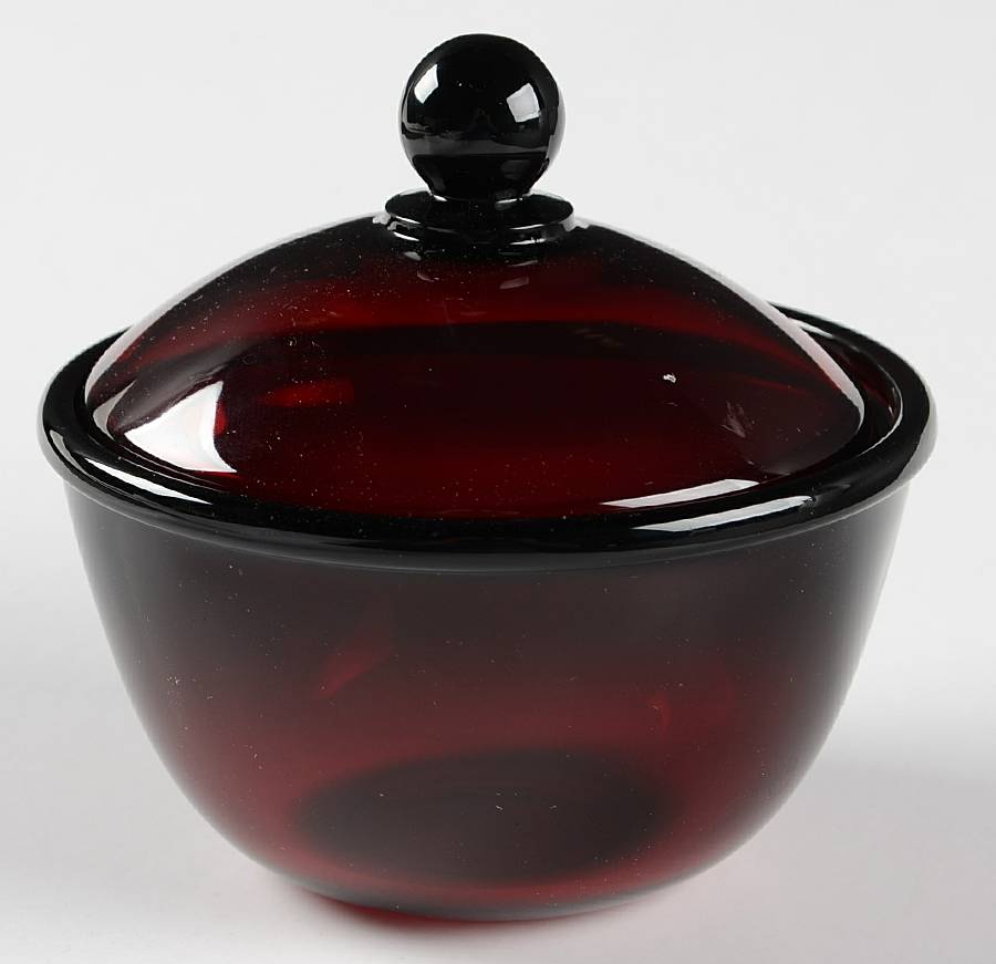 Cocoon Ruby Sugar Bowl & Lid by Arcoroc-1