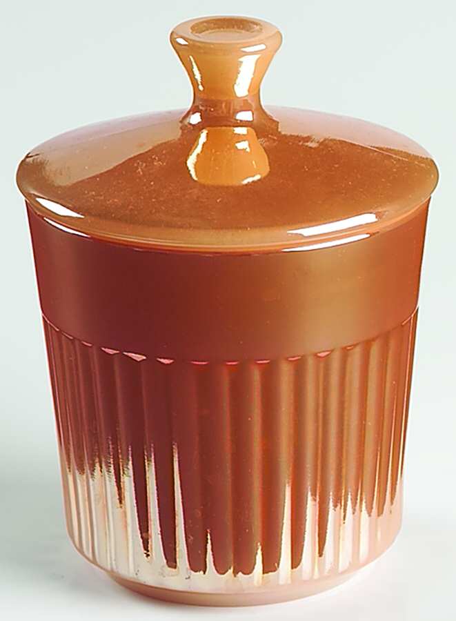 Peach Lustre Royal Sugar Bowl & Lid by Anchor Hocking-1
