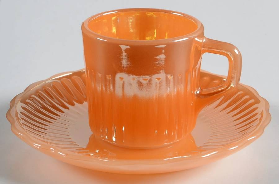 Peach Lustre Royal Demitasse Cup & Saucer Set by Anchor Hocking-1