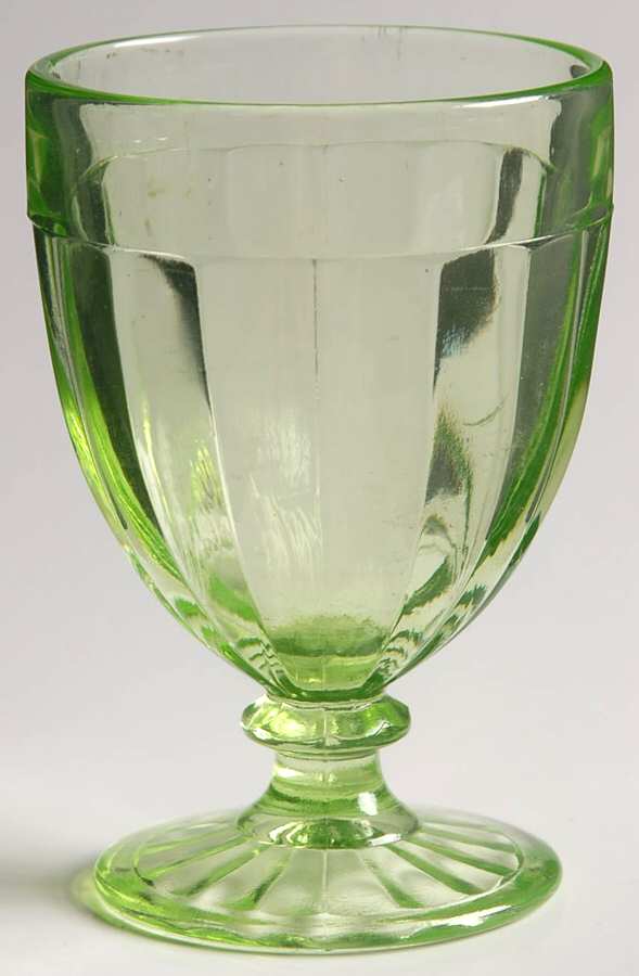Pillar Optic Green Cordial Glass by Anchor Hocking-1