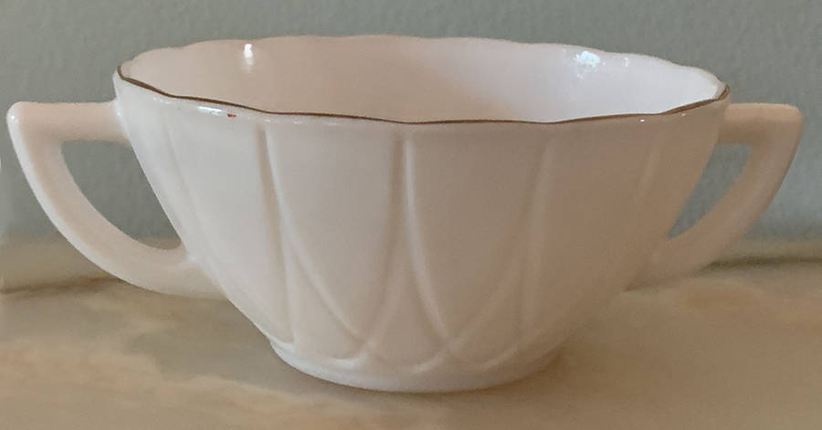 Newport Platonite White (Gold Trim) Cream Soup Bowl Only by Hazel-Atlas-1