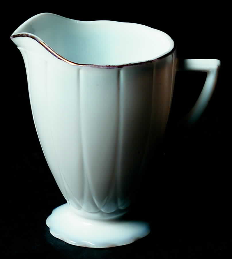 Newport Platonite White (Gold Trim) Footed Creamer by Hazel-Atlas-1
