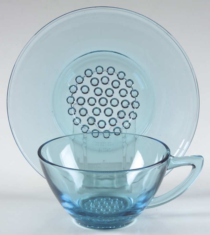 Capri Hobnail Cup & Saucer Set by Hazel-Atlas-1