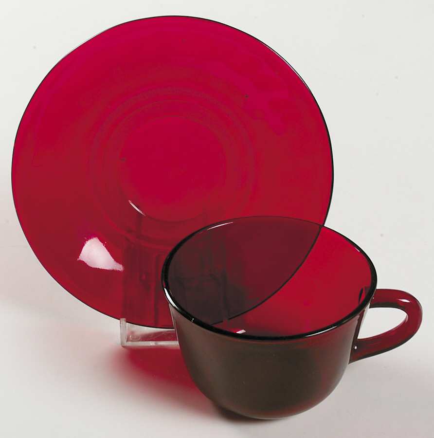 R1700 Royal Ruby Cup and Saucer Set by Anchor Hocking-1