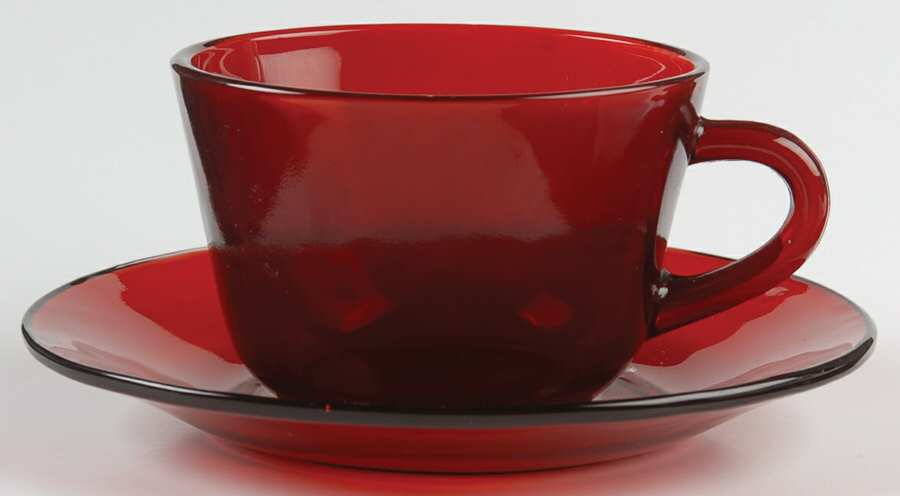 R1700 Royal Ruby Cup & Saucer Set by Anchor Hocking-1