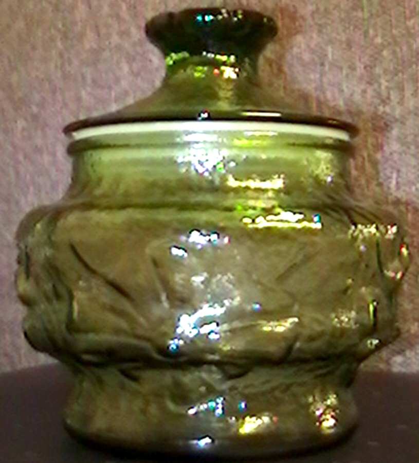 Rainflower Avocado Green 7" Storage Jar & Lid by Anchor Hocking-1