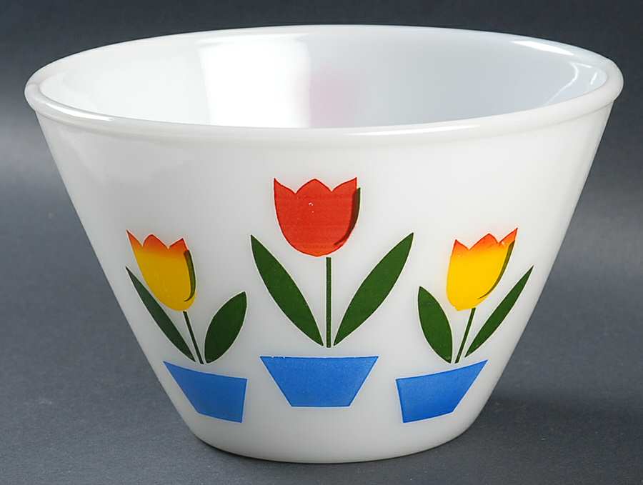 Tulips On White 6" Splash Proof Mixing Bowl by Anchor Hocking-1