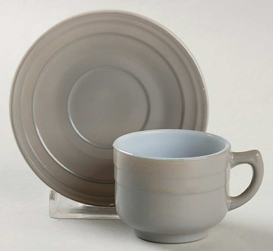 Moderntone Little Hostess Gray Child's Cup & Saucer Set by Hazel-Atlas-1