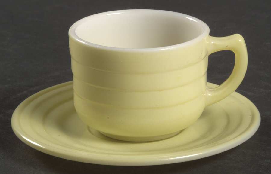 Moderntone Little Hostess Light Yellow Child's Cup & Saucer Set by Hazel-Atlas-1