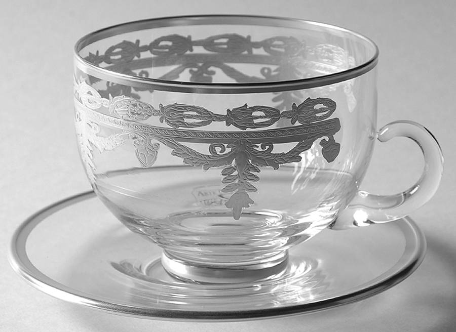 Vetro Silver Cup and Saucer Set by Arte Italica-1